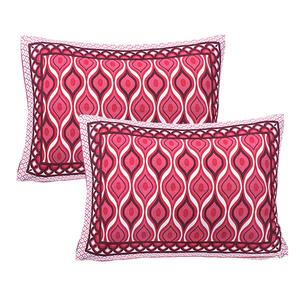 Parure de lit indienne en coton pur de qualité supérieure avec imprimé diamant rose, drap double et deux taies d'oreiller, vente en gros - Product Image 3