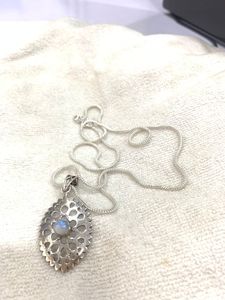 High Unique Design Natural Round With Moonstone <b>Necklace</b> <b>Solid</b> White Designer Pendant Fine Jewelry German <b>Silver</b> - Product Image 3