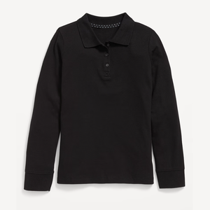 Camiseta Polo Clásica Negra para Niños, Transpirable, de Manga Larga, Uniforme Escolar con Logotipo Personalizado - Product Image 3
