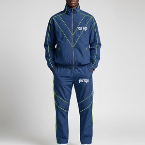 Ensemble de survêtement coupe-vent style hip-hop 100 % nylon sur mesure pour homme, coupe ample oversize avec passepoil intégral, tenue décontractée - Product Image 1