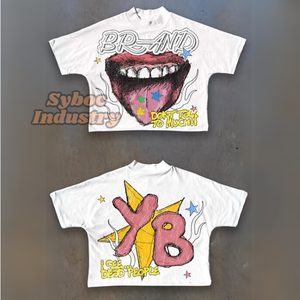 เสื้อยืดมัด & ย้อมสีสำหรับผู้ชายเสื้อยืดผ้าฝ้ายทรงครอปไซส์ใหญ่พิเศษสำหรับฤดูร้อน - Product Image 5