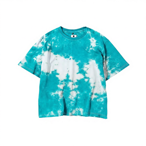 เสื้อยืดผู้ชายทรงโอเวอร์ไซส์ ผ้าฝ้าย/ใยไผ่ ระบายอากาศได้ดี ลายมัดย้อม ลายทาง ถักนิตติ้ง คอกลม แขนสั้น สไตล์ลำลอง - Product Image 1