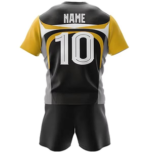 เสื้อรักบี้แขนสั้นไซส์ใหญ่ แห้งเร็ว พิมพ์ลายแบบซับลิเมชั่น ป้องกันรังสียูวี ตัวอักษรด้านหน้าสั่งทำได้ สีสันตามสั่ง บริการ OEM ราคาประหยัด - Product Image 4