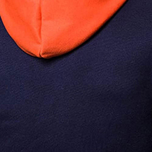 <b>Men's</b> Color Blocking Hoodie Slim Fit Casual Hooded <b>Sweatshirt</b> With Pocket <b>Orange</b> Navy Blue Knitted Polyester Cotton Autumn Wear - Product Image 3