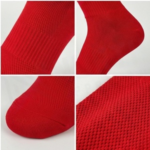 Red <b>Knee</b> <b>High</b> <b>Socks</b> Solid Color Knitted Regular Style Sports <b>Socks</b> - Product Image 4