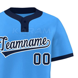Maillot de baseball personnalisé de haute qualité à deux boutons, manches courtes, séchage rapide, respirant, unisexe, adulte, service OEM, vente en gros, vêtements de sport - Product Image 3