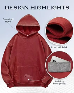 Sudadera con Capucha para Hombre, Corte Holgado, Color Sólido, Informal, Tejida, Manga Larga, con Bolsillos, para Otoño - Product Image 4