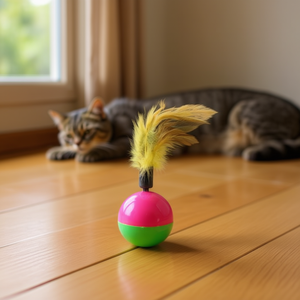 Balle jouet pour chat Yommy avec plumes 6cm pour jeu interactif - Product Image 3
