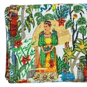 Nuevo indio 100% algodón Kantha edredón cama cubierta sólido Khalo estampado tradicional colcha manta portátil colcha aplique hogar - Product Image 1