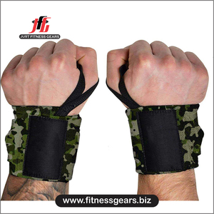 Support de poignet respirant et léger en néoprène bleu camouflage, réglable avec fermeture auto-agrippante, pour la musculation, unisexe - Product Image 1