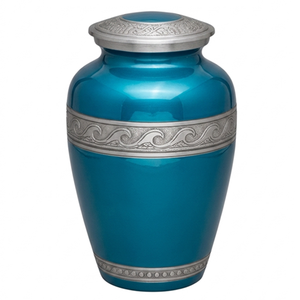 Urnes funéraires en alliage pour adultes avec bande de gravure personnalisable, finition argent et blanc, pour cendres humaines. - Product Image 6