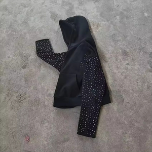 ชุดเซ็ตฮู้ดดี้และกางเกงขายาวพิมพ์ลายประดับเพชร 2 ชิ้น ผ้าฝ้าย 100% สไตล์ยูนิเซ็กซ์ ทรงหลวม ลุคทำสีซีดแบบวินเทจ  ชุดวอร์มออกกำลังกายสำหรับผู้ชาย กำลังเป็นที่นิยม - Product Image 2