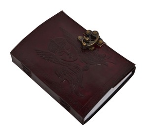 Handmade Leather <b>Travel</b> <b>Journal</b> with Metal Latch Retro Embossed MandalaFloral Pattern Blank Deckle Edge Paper Diary - Product Image 2