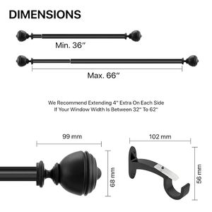 Classic Black Spherical <b>Finial</b> <b>Curtain</b> Rod with Hollow Design for Traditional Decor - Product Image 4