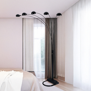 Modern Creative 4888BK 5-Arc Floor <strong>Lamp</strong> Contemporary Design with Metal Style <strong>Lamp</strong> Body <strong>Peacock</strong> <strong>Shade</strong> for Bedroom Livingroom Use - Product Image 6