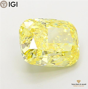 Diamant CVD de laboratoire, couleur jaune vif fantaisie, clarté VS1, taille coussin, 5,00 carats, avec certificat IGI pour un ensemble de bijoux unique - Product Image 5
