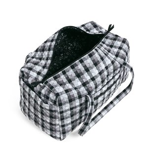 Quilted Checkered Duffel Bag <b>Large</b> Capacity Zipper Closure Travel Weekender Bag Polyester Material - Product Image 3