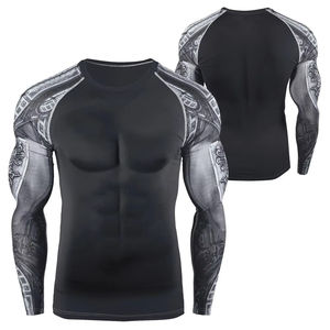 Chemise de compression professionnelle pour homme, manches longues, rashguard pour grappling et lutte, avec coutures renforcées. - Product Image 1