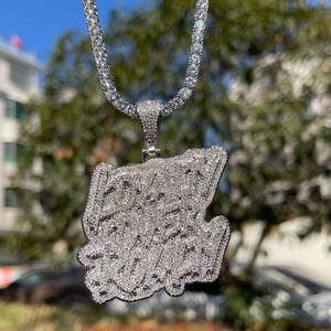 Pendentif Moissanite personnalisé exclusif en argent sterling 925, collier Hip Hop Bling, cadeau pour homme et femme - Product Image 1