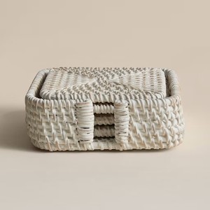 Exquisite Rattan Coaster <b>Set</b> <b>Square</b> Drink Coaster Wicker Cup Mat Natural Table Protection Perfect For Home Bar Kitchen Use - Product Image 5