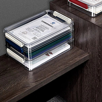 Caja de Almacenamiento de Archivos A4, Caja Organizadora Transparente a Prueba de Polvo, Caja de Almacenamiento de Plástico de Gran Capacidad para Guardar Papeles de Examen