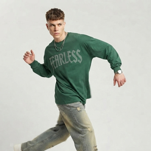T-shirt Homme Manches Longues en Coton Épais avec Strass, Coupe Ample Style Streetwear Personnalisé - Product Image 4