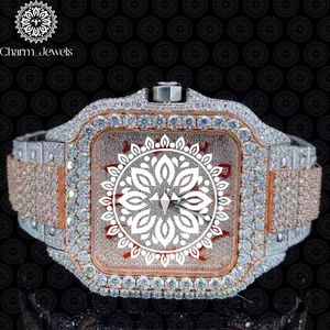 Montre de luxe pour homme Charm Jewels en acier inoxydable, cadran de 40 mm, bracelet de 20 mm, incrustée de diamants, résistante à l'eau 10 bars, mécanique automatique - Product Image 1