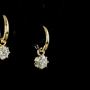 Pendientes de Aro con Diamante Cultivado en Laboratorio, Corte Solitario, Oro 10K 14K 18K, Plata 925 935, Baño de Rodio, Regalo de Boda o Compromiso - Product Image 3