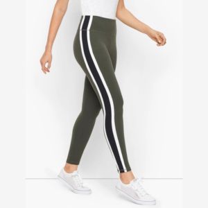 Leggings de sport taille haute personnalisés pour femme avec poches et rayures, idéaux pour la course, le fitness et le yoga - Product Image 1