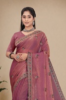 Saree Satin Fandy Desainer India untuk Wanita, Bordir Zirkon Berlian, Desain Patola, Gaya Tradisional untuk Pesta Pernikahan