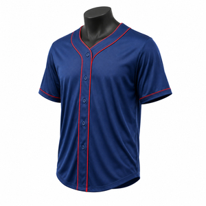 Maillot de baseball bleu marine pour homme, manches courtes, boutons sur le devant, tissu respirant en polyester, couleur unie, vêtements de sport - Product Image 6