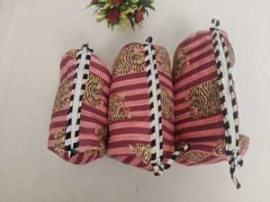 Red Tiger Printed Eco-Friendly Durable Cotton Zipper <b>Makeup</b> <b>Case</b> Indian Travel Cosmetic Organizer Kit - Product Image 6