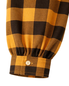 Chemise Courte Femme Personnalisée à Carreaux Buffalo Noir Moutarde, Taille à Cordon, Manches Longues, Boutonnée, Décontractée, Fabricant OEM de Vêtements - Product Image 6