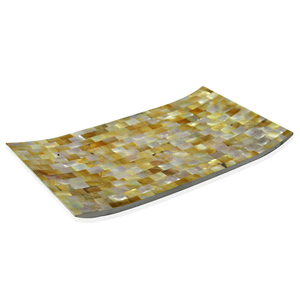 Handcrafted Mother Of Pearl Inlay Serving Tray <b>Grey</b> Floral Design Wooden Decorative Food Platter For Home <b>Dining</b> Ottoman Decor - Product Image 3