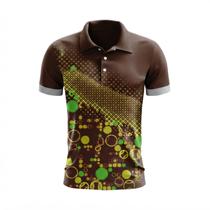 Camisa de Hombre con Bloques de Color, Manga Corta, Cierre de Cremallera, Diseño Casual de Punto Estampado, Largo Regular, Spandex/Poliéster, Transpirable, con Bolsillo - Product Image 1