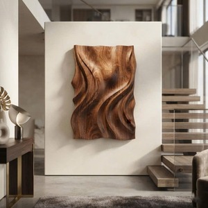 Arte Mural de Madera Moderno Orgánico, Escultura Abstracta de Madera, Decoración de Pared Japandi, Arte en Relieve de Madera Minimalista, Decoración de Pared Contemporánea - Product Image 1