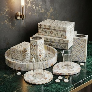 Mother of Pearl Bakhoor Incense Burner Set Handmade Arabic Style Non Electric <b>Candle</b> Warmer Gift Box - Product Image 4