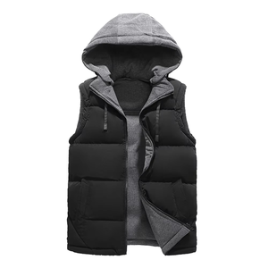 Sleeveless Sporty Puffer Vest Warm Hooded Winter <b>Gilet</b> with Zipper Closure Soft <b>Fleece</b> Lining 100% Polyester for Cold Weather - Product Image 6