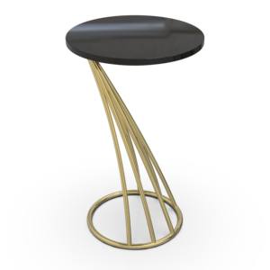 Mesa Auxiliar Moderna y Duradera con Tapa de Metal, Base Escultural de Varilla de Metal Dorado, Mesa de Centro de Lujo para el Hogar, Muebles para Sala de Estar y Dormitorio - Product Image 1