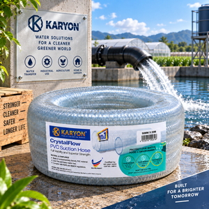 KARYON CrystalFlow 50mm x 20m PVC Suction Hose Clear Reinforced Flexible Water Transfer Hose for Agricultural Use - Product Image 1
