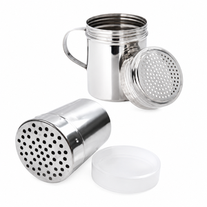 Salero y Pimentero de Acero Inoxidable al por Mayor con Asa y Tapa, Dispensador de Condimentos Metálico para Barbacoa y Restaurantes - Product Image 1