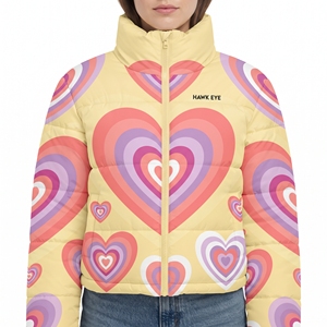<b>Women's</b> Print Heart Belted Puffer Jacket Quilted Hooded <b>Winter</b> <b>Coat</b> Sublimation Hot <b>Padded</b> Outdoor Fashion Casual Outerwear Wear - Product Image 5