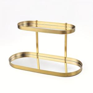 Organizador de tocador de dos niveles con bandejas con acabado de espejo, plataforma de almacenamiento elevada, estructura estable, expositor que ahorra espacio para joyas - Product Image 2