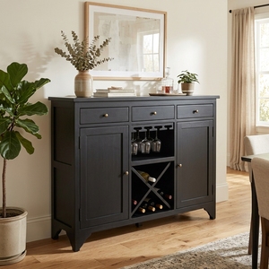 Elegante y Bellamente Elaborado Mueble Moderno de Madera de Caoba Sólida de 2 Secciones para Vino con Almacenamiento Estilizado para el Hogar - Product Image 6
