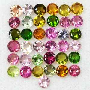 Lot de pierres précieuses naturelles multi-tourmalines rondes facettées, calibrées, certifiées, non traitées, prêtes pour la pose et la fabrication de bijoux - Product Image 3