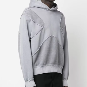 Sweat-shirt à capuche pour homme en molleton épais avec motif ajouré brodé et cordon de serrage - Product Image 4