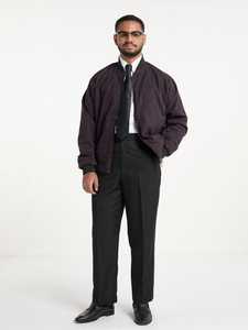 Blouson Bomber Homme Violet à Carreaux Col Montant Fermeture Éclair Logo Personnalisé au Dos Coupe Droite Décontracté Automne - Product Image 2