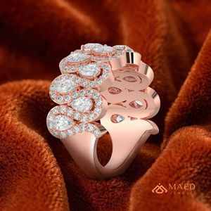 Moissanite Engagement Wedding <b>Ring</b> Pear Cut Halo Wide Band Rose Gold Plated 925 Sterling <b>Silver</b> <b>Statement</b> <b>Ring</b> Women's Los - Product Image 2