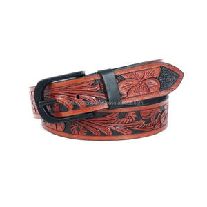 Cinturón de Cuero Genuino Hecho a Mano con Diseño Floral para Hombres y Mujeres, Estilo Vintage Vaquero - Product Image 2
