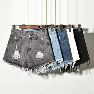 Shorts en jean extensibles déchirés pour femmes, grande taille, été, vente en gros - Product Image 6